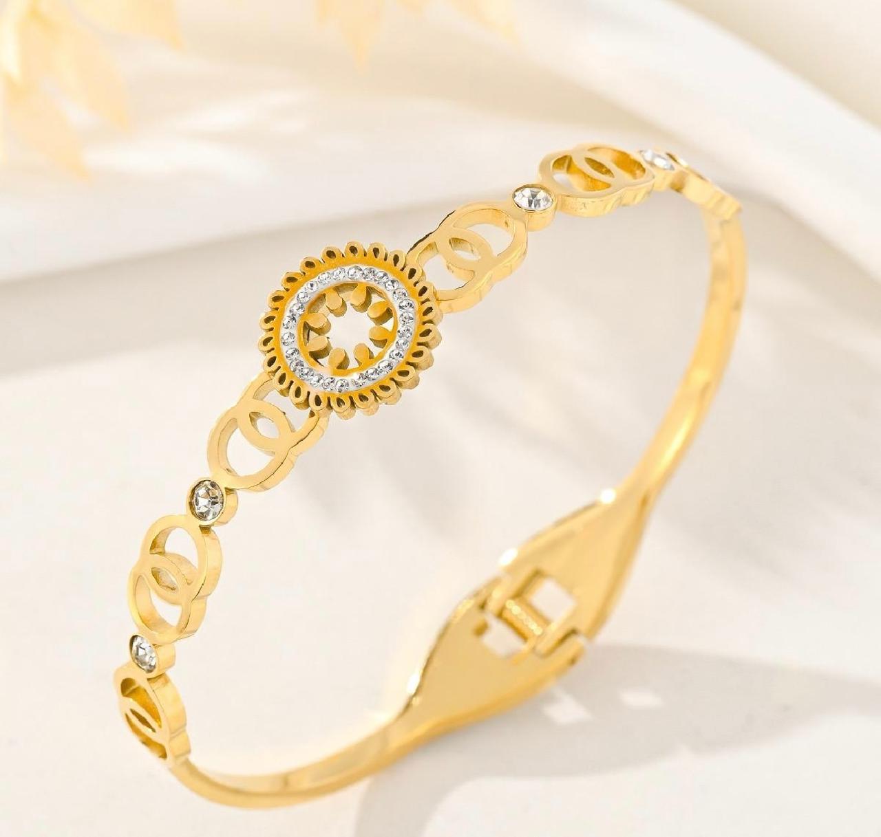 Katrina 18K Gold Plated Bracelet Kada | Artisanal Handmade Jewellery - Artisanal Jewellery