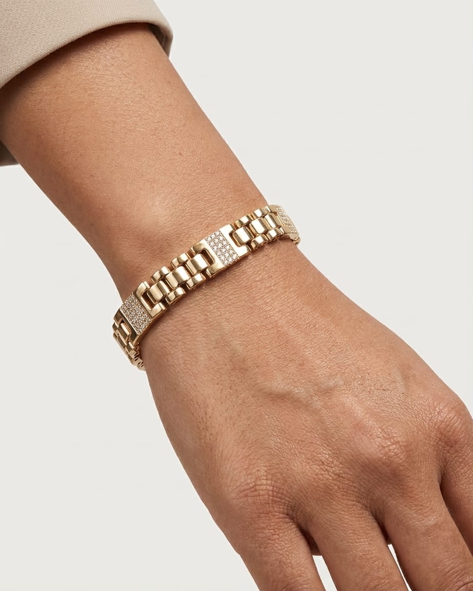 Titan Grid Luxe Bracelet – Premium Gold Men’s Statement Bracelet