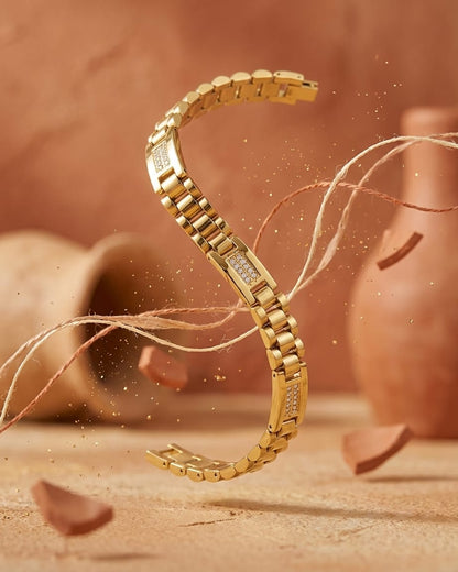 Regal Link Bracelet – Gold Crystal Luxury Bracelet