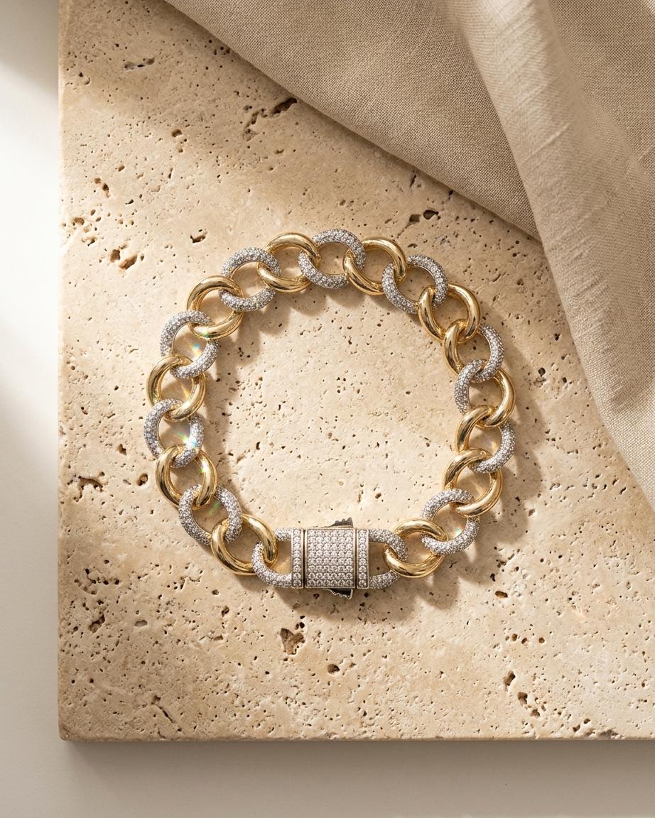 Ice Royale Link Bracelet – Luxury Gold Chain Bracelet