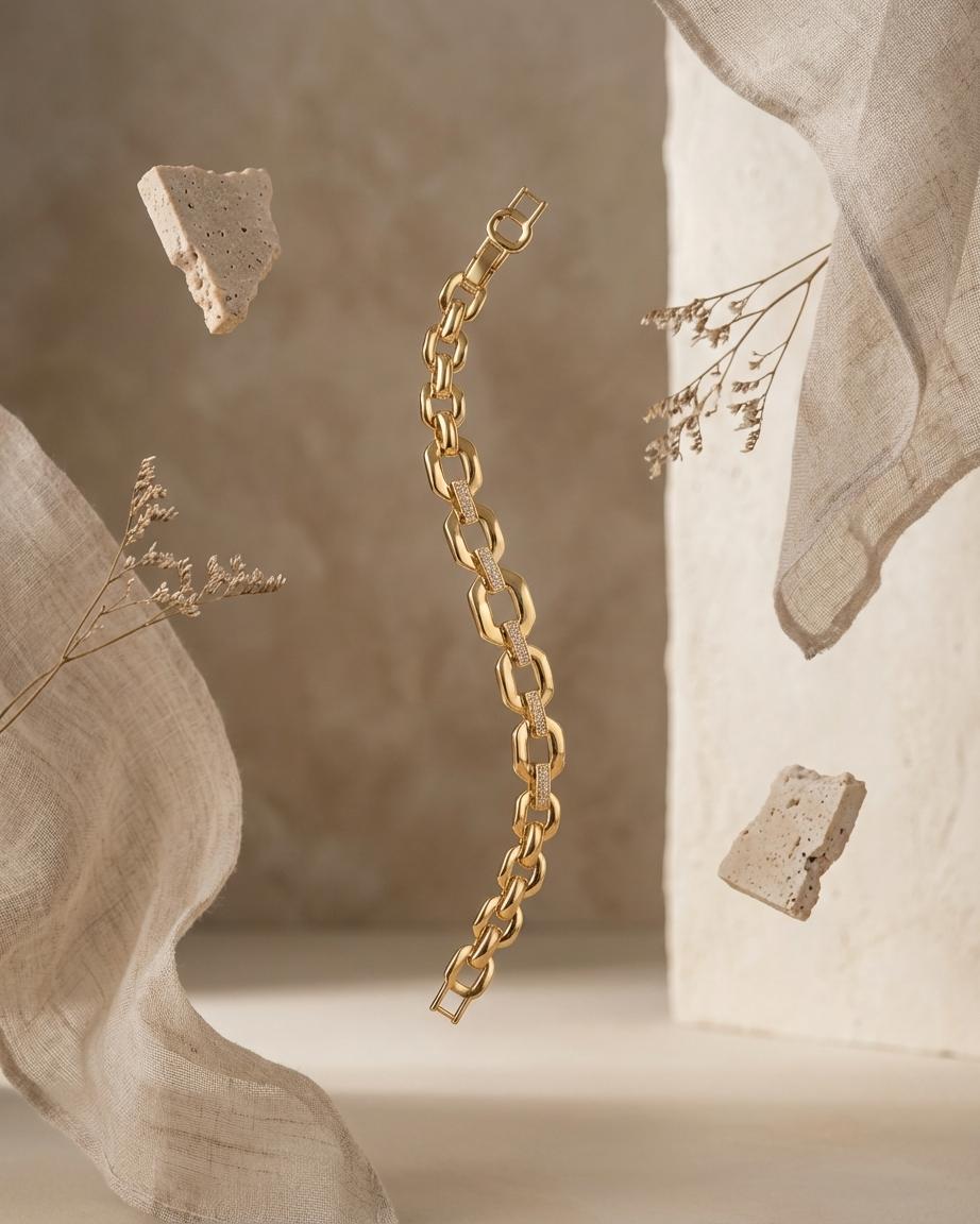 Auric Edge Bracelet – Gold Crystal Chain Bracelet