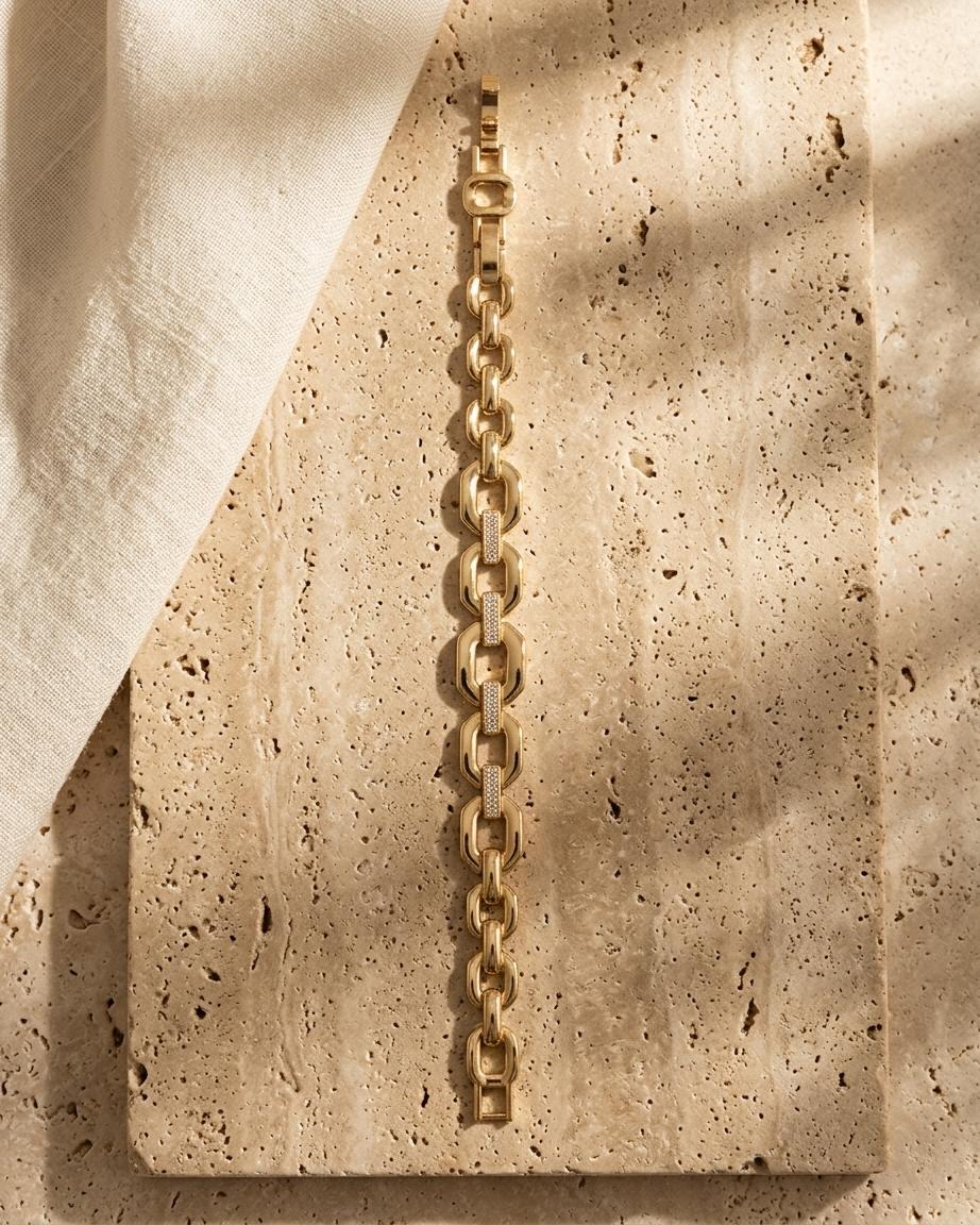 Auric Edge Bracelet – Gold Crystal Chain Bracelet