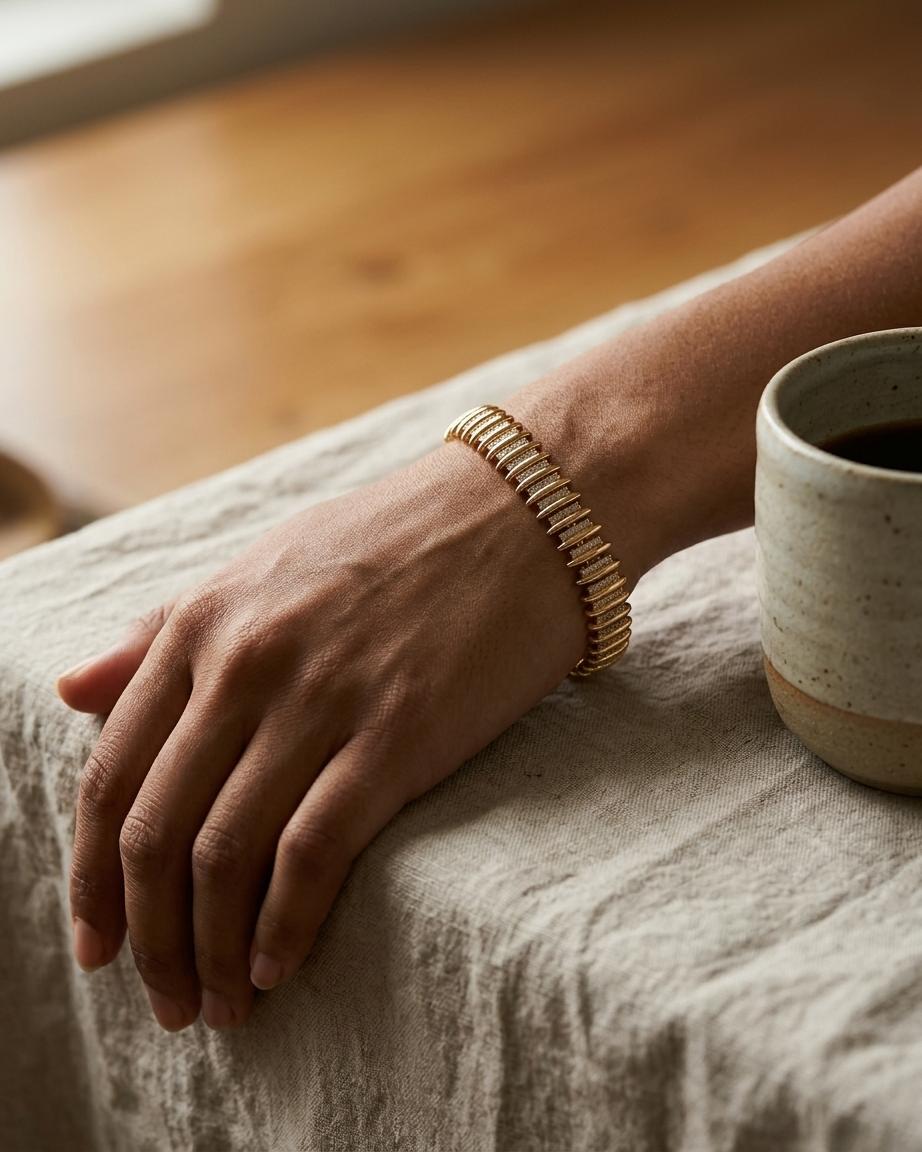 Radiant Flex Bracelet – Gold Crystal Band Bracelet