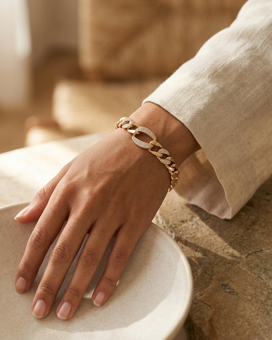 Imperial Link Bracelet – Gold Crystal Chain Bracelet