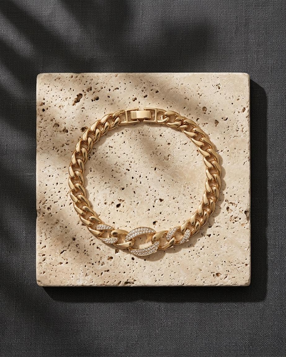 Imperial Link Bracelet – Gold Crystal Chain Bracelet