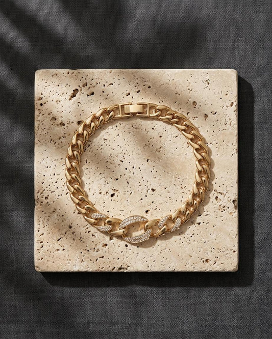 Imperial Link Bracelet – Gold Crystal Chain Bracelet