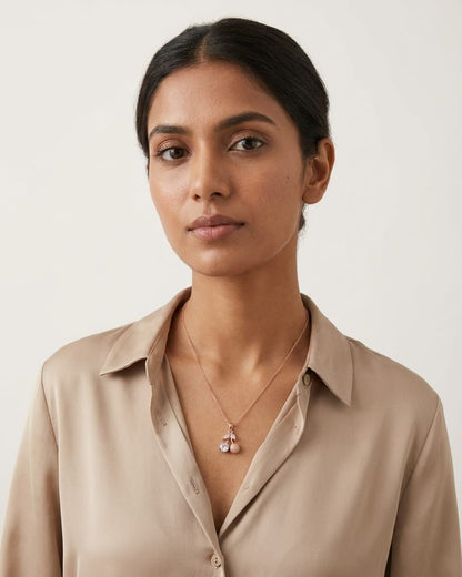 Rose Gold Crystal Cherry Pendant Necklace