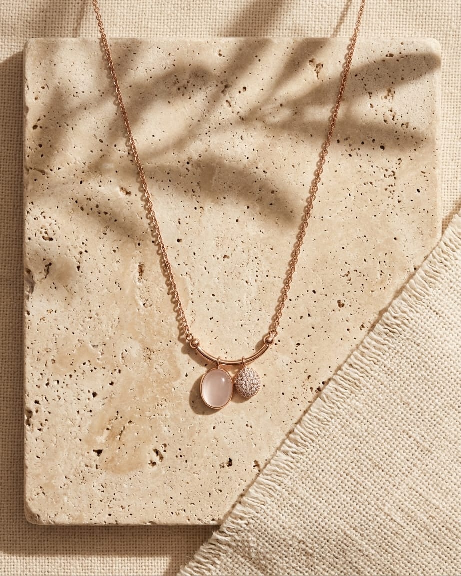 Rose Gold Dual Charm Pendant Necklace