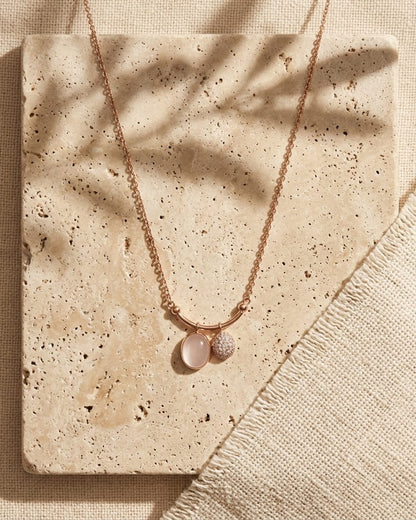 Rose Gold Dual Charm Pendant Necklace