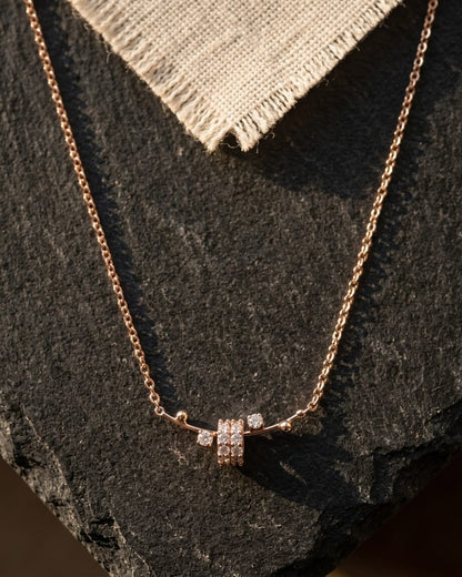 Rose Gold Crystal Orbit Bar Necklace