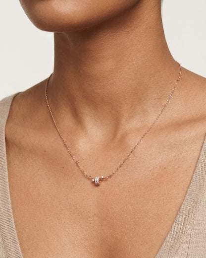 Rose Gold Crystal Orbit Bar Necklace