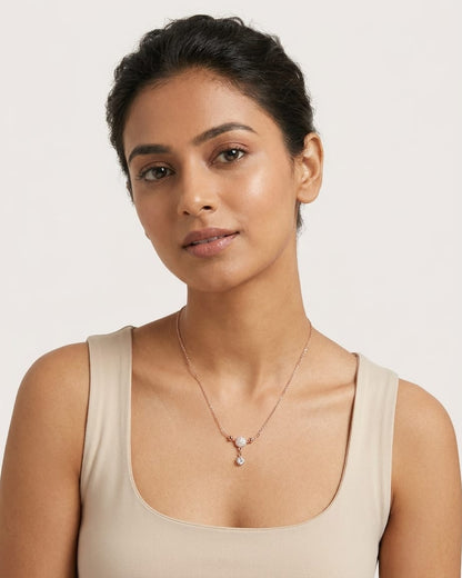 Rose Gold Pavé Sphere Drop Necklace
