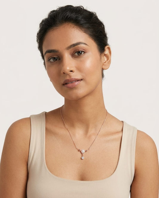 Rose Gold Pavé Sphere Drop Necklace