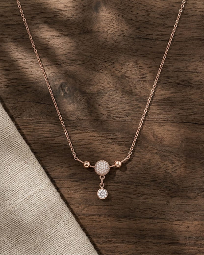 Rose Gold Pavé Sphere Drop Necklace