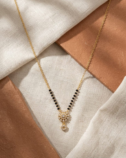 Traditional Black Bead Sunflower Mangalsutra