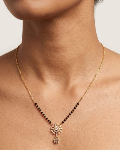 Traditional Black Bead Sunflower Mangalsutra