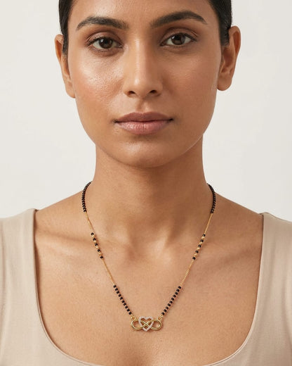 Infinity Heart Black Bead Mangalsutra
