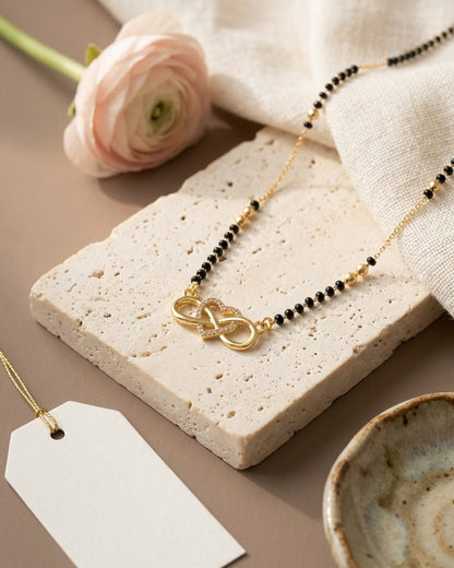 Infinity Heart Black Bead Mangalsutra