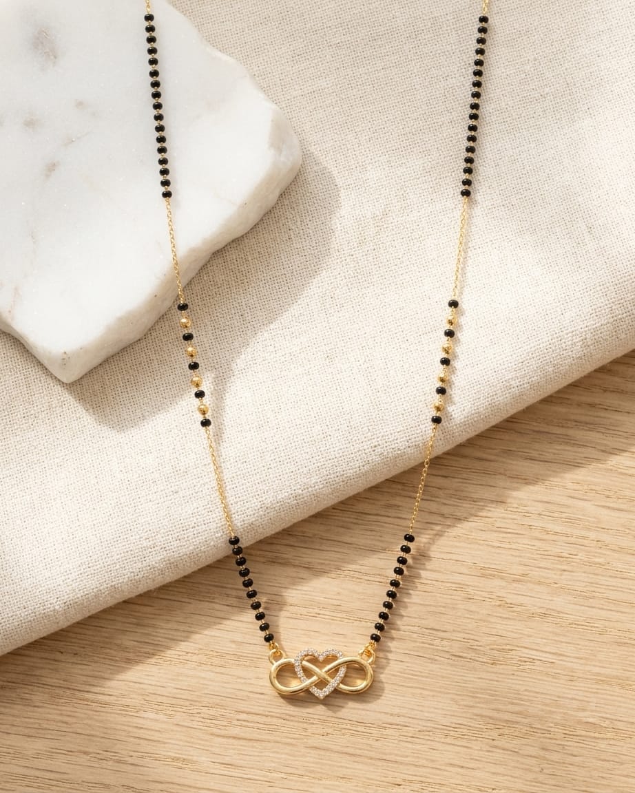 Infinity Heart Black Bead Mangalsutra