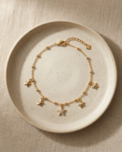 Golden Star Charm Anklet