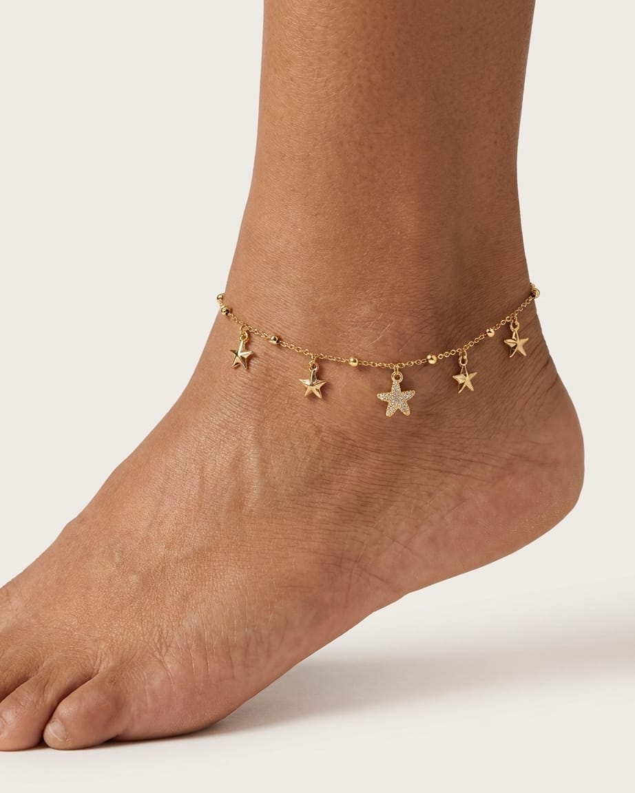 Golden Star Charm Anklet