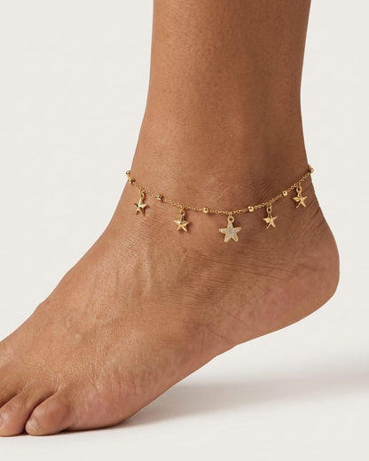 Golden Star Charm Anklet