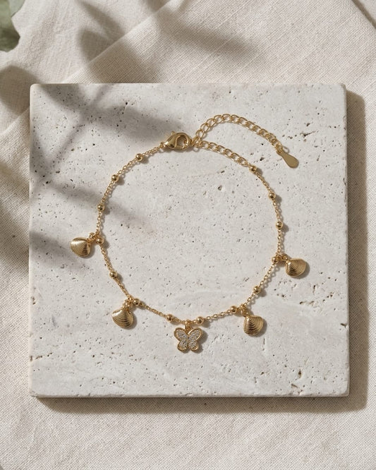 Golden Butterfly Charm Anklet