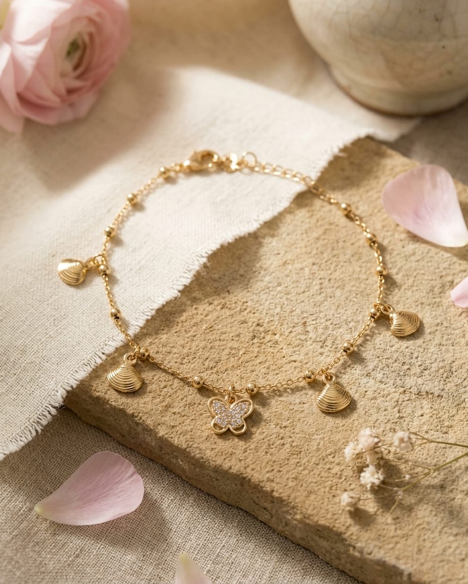 Golden Butterfly Charm Anklet
