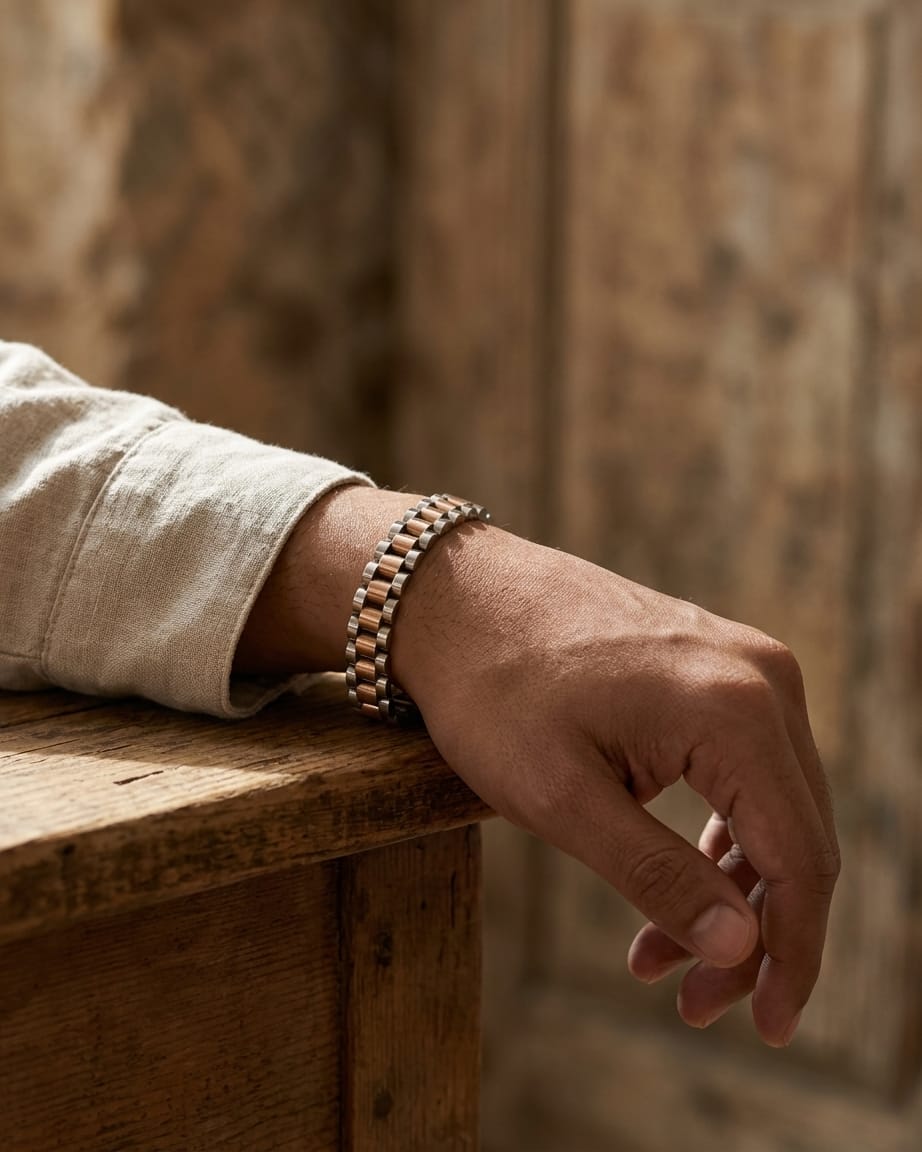 Rose Gold Dual Tone Link Bracelet
