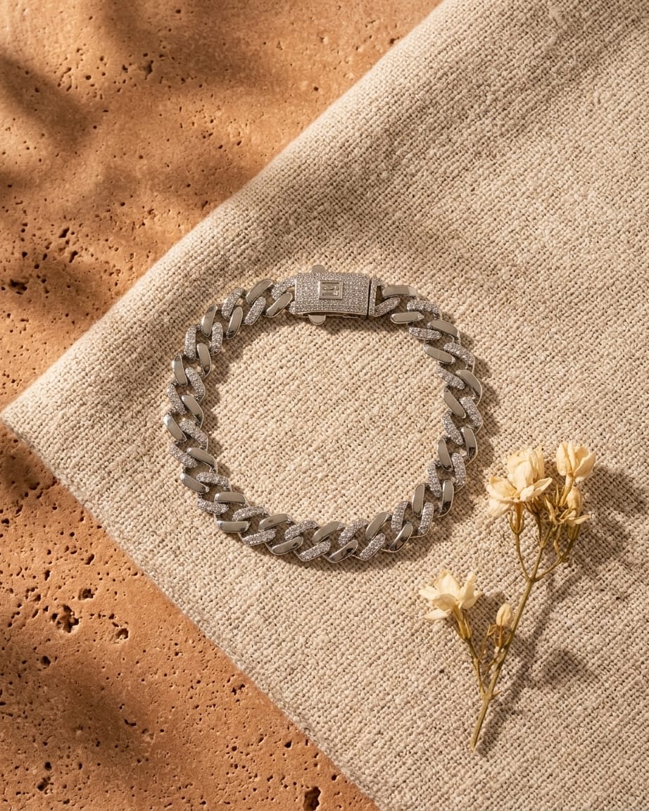 Silver Iced Cuban Link Bracelet