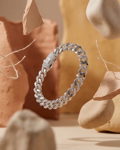 Silver Iced Cuban Link Bracelet