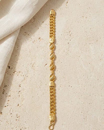 Royal Leaf Link Gold Bracelet