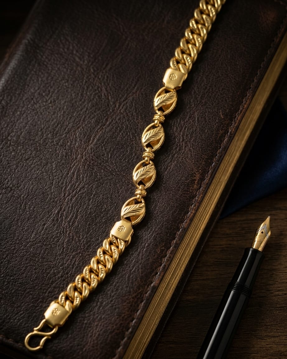 Royal Leaf Link Gold Bracelet