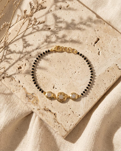Celestial Charm Black Bead Bracelet