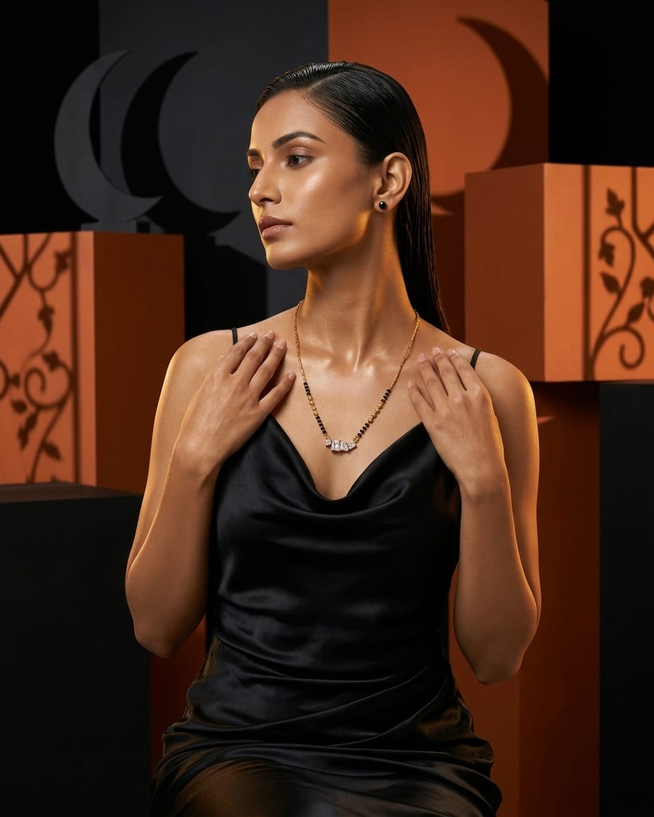 Celeste 18K Gold Plated Crystal Trio Mangalsutra Necklace
