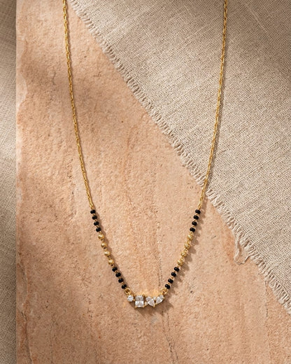 Celeste 18K Gold Plated Crystal Trio Mangalsutra Necklace