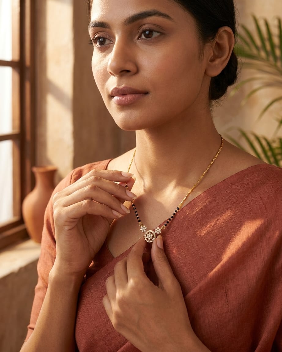 Floral Halo 18K Gold Plated Mangalsutra Necklace