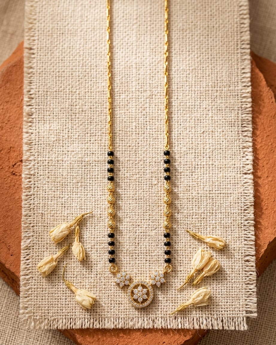 Floral Halo 18K Gold Plated Mangalsutra Necklace