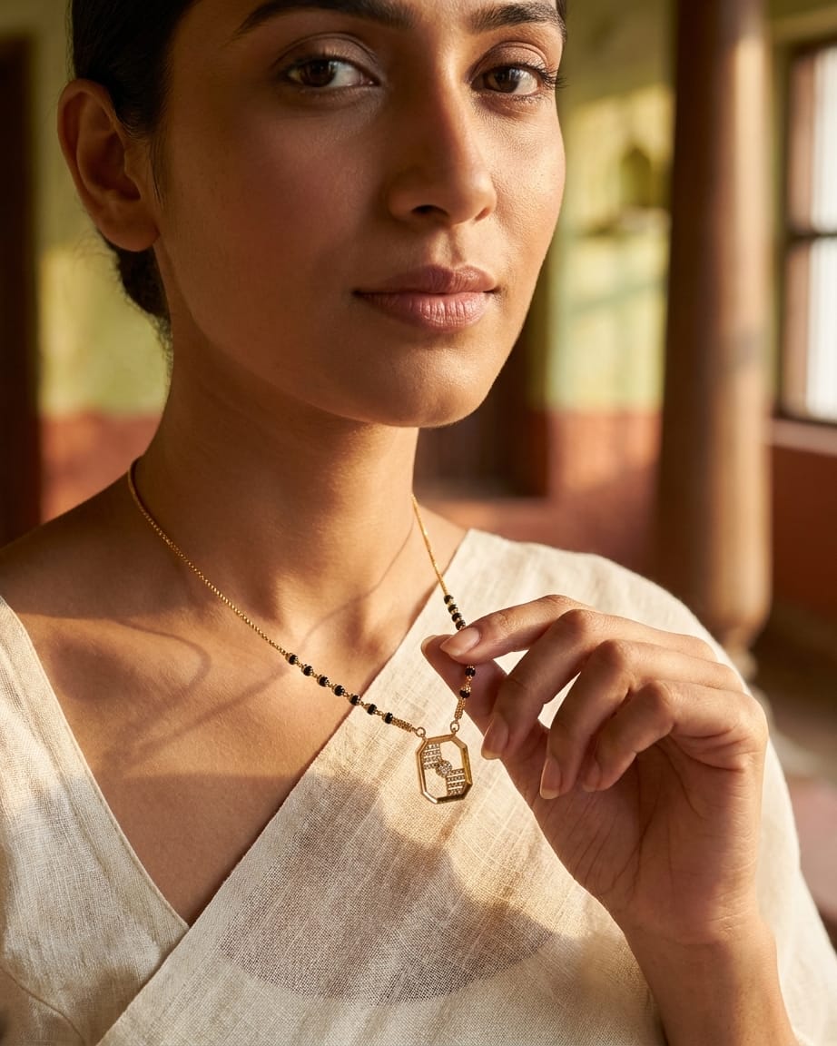 Geometric Spark 18K Gold Plated Mangalsutra Necklace