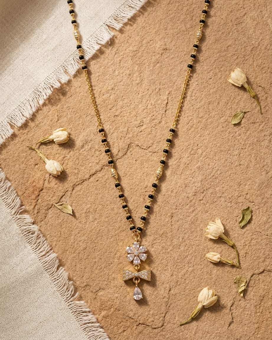 Bloom Grace 18K Gold Plated Floral Mangalsutra Necklace