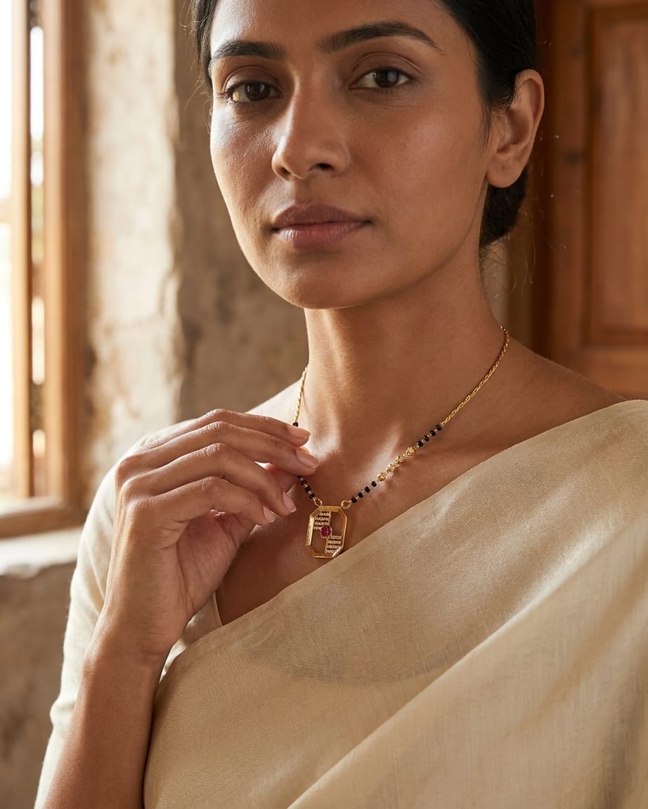 Ruby Aura Geometric 18K Gold Plated Mangalsutra Necklace