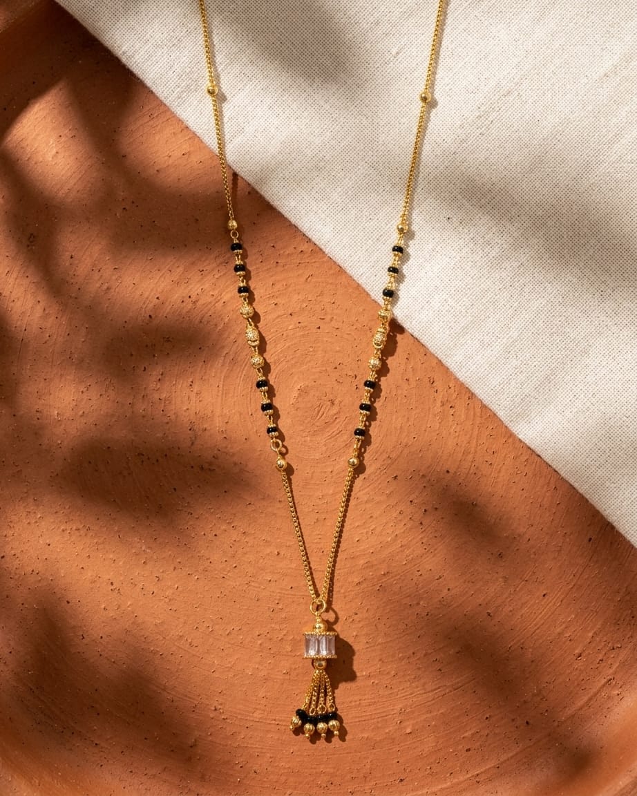 Royal Tassel 18K Gold Plated CZ Mangalsutra Necklace