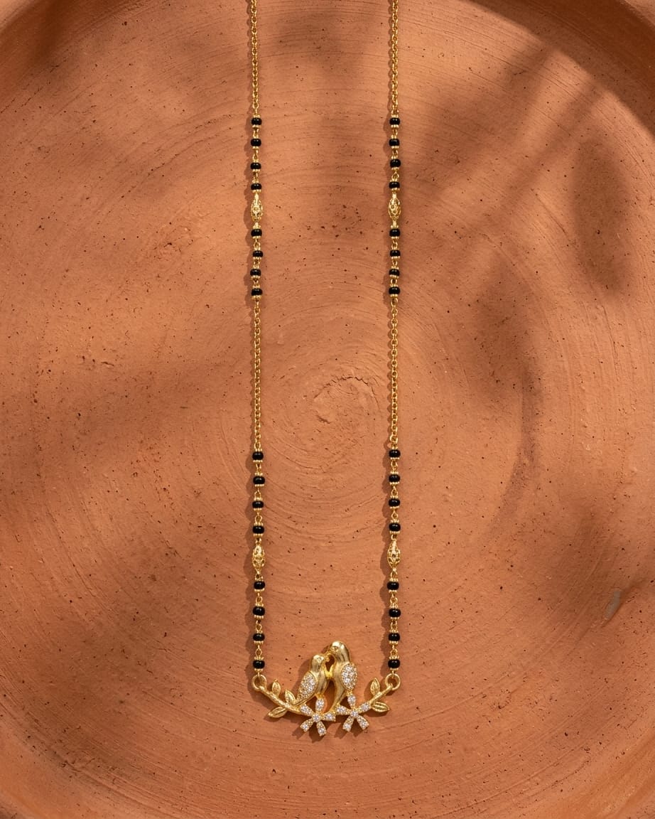 Love Birds 18K Gold Plated CZ Mangalsutra Necklace