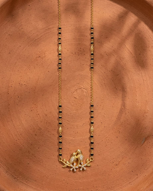 Love Birds 18K Gold Plated CZ Mangalsutra Necklace