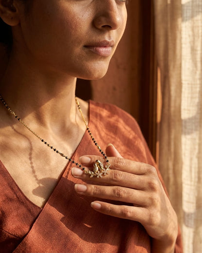 Love Birds 18K Gold Plated CZ Mangalsutra Necklace
