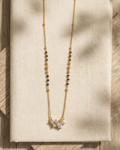 Elara 18K Gold Plated Crystal Bow Mangalsutra Necklace