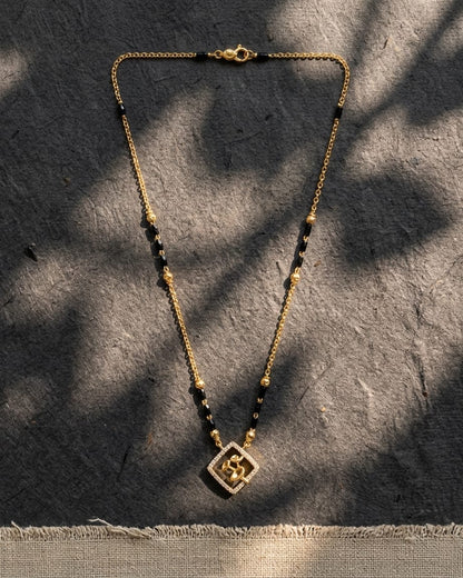 Infinity Love 18K Gold Plated CZ Black Bead Mangalsutra Necklace