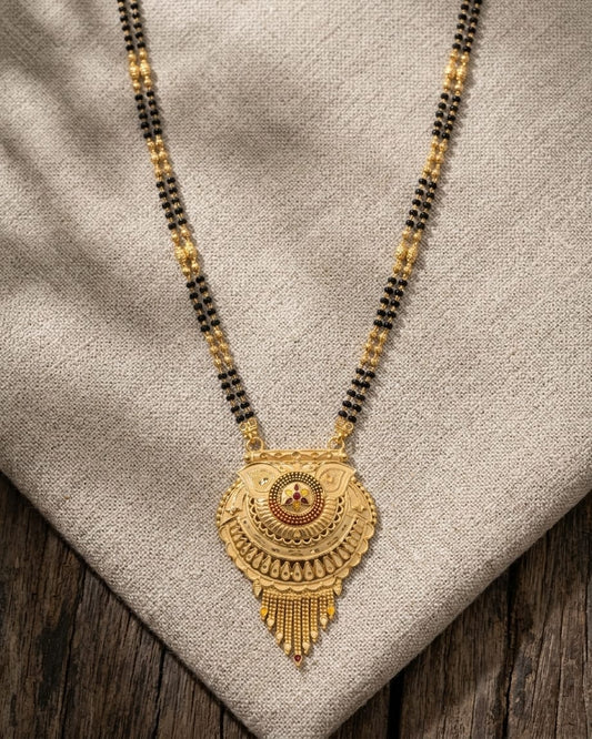 Aaradhya Temple Design 18K Gold Plated Mangalsutra | Traditional Statement Pendant for Women