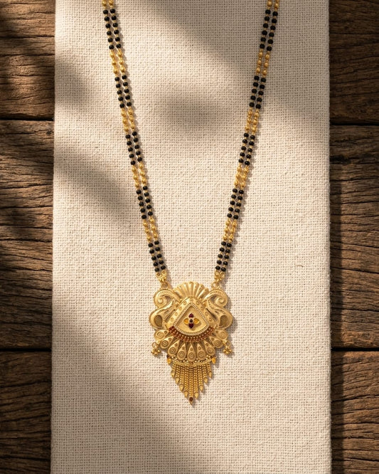 Vaidehi Temple Design 18K Gold Plated Mangalsutra | Traditional Handcrafted Pendant for Women