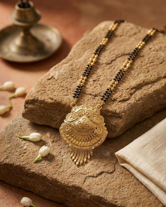 Anvika Temple Design 18K Gold Plated Mangalsutra | Traditional Handcrafted Pendant for Women